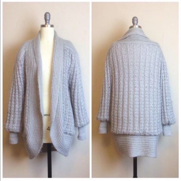 Vintage Sweaters - Vintage 70s Mohair Grey Grandpa Sweater Cardigan
